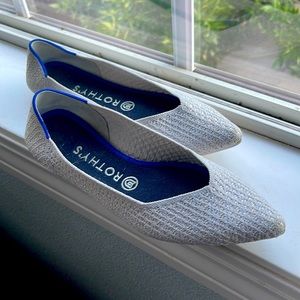 Rothy’s Women White Salt Honeycomb Pointed Toe Flats Slip on Lightweight Size 9W